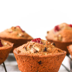 raspberry rhubarb muffin