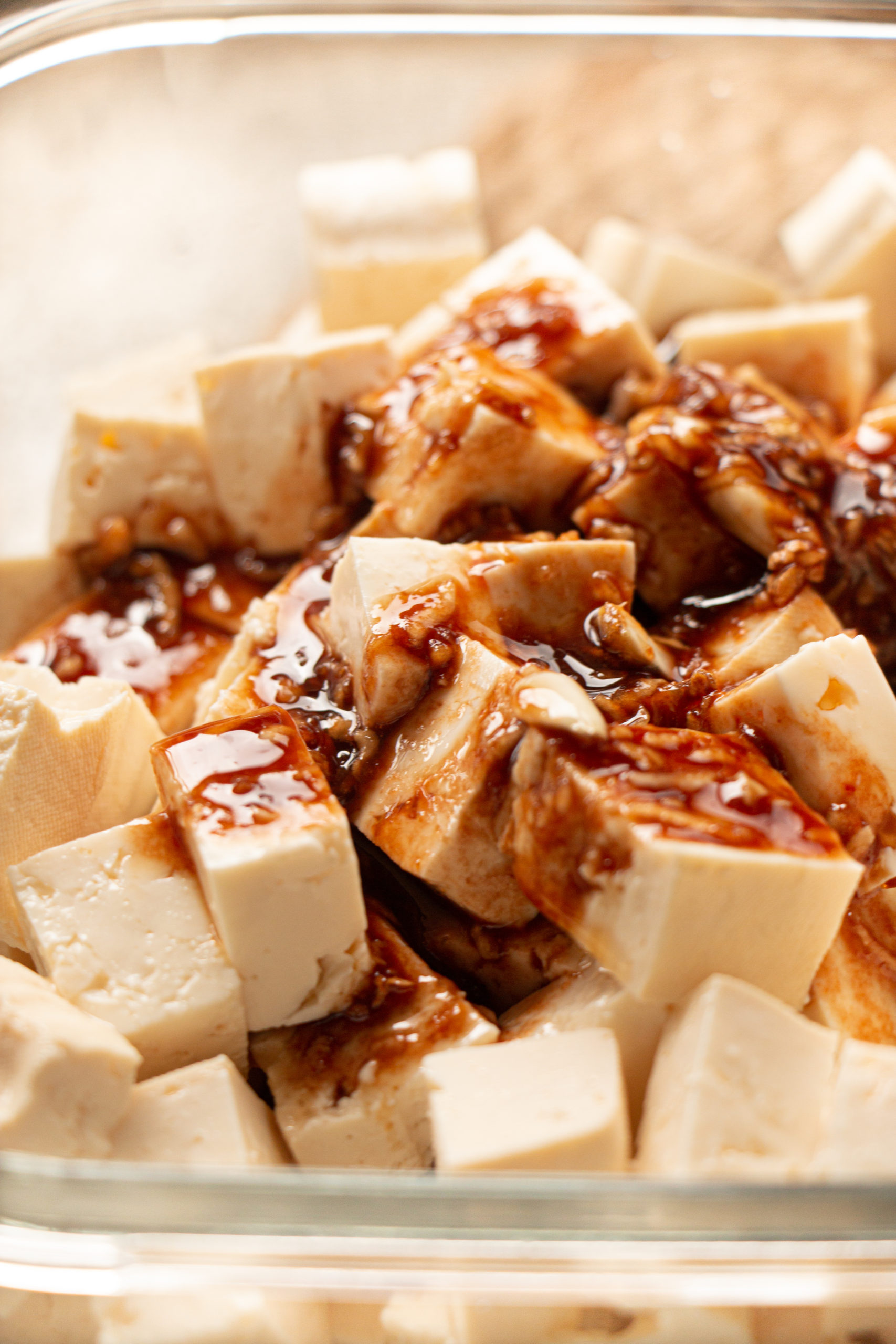 Bagna cauda dip with tofu and soy sauce